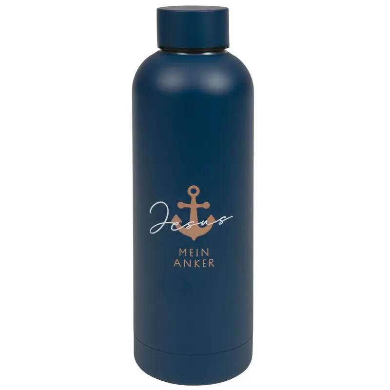 Trinkflasche "Mein Anker" dunkelblau mit kupferfarbenen Metallic-Details
