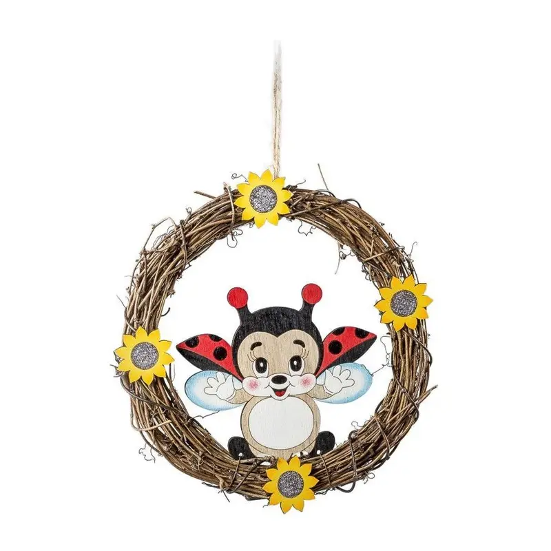 Türkranz "Marienkäfer" mit Blüten, farbig, 24 cm