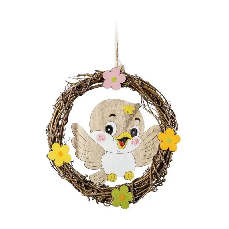Türkranz "Vogel" mit Blüten, farbig, Ø 24 cm