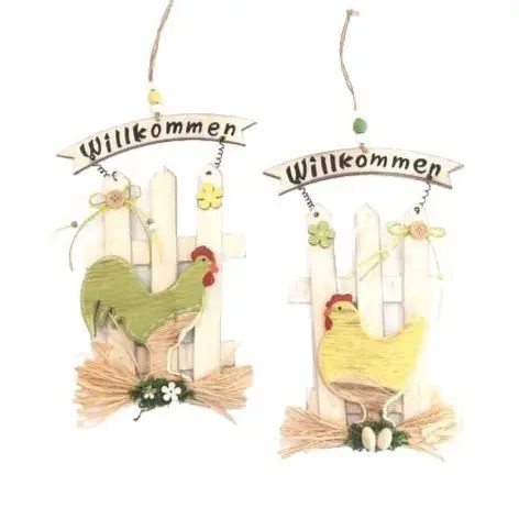 Türschild "Willkommen", 2er Set, farbig, 45 cm
