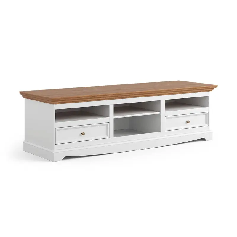 TV-Board Belluno Elegante in Weiß | Sideboard mit zwei Schubladen
