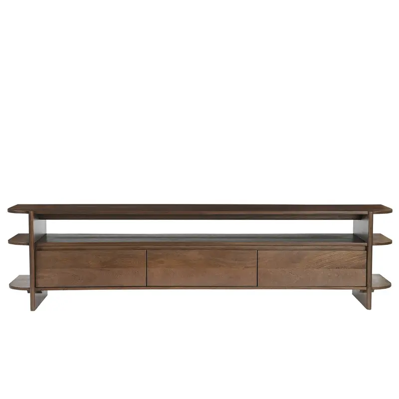 TV-Lowboard Jade 200cm aus Massivholz mit 3 Schubladen - Braun