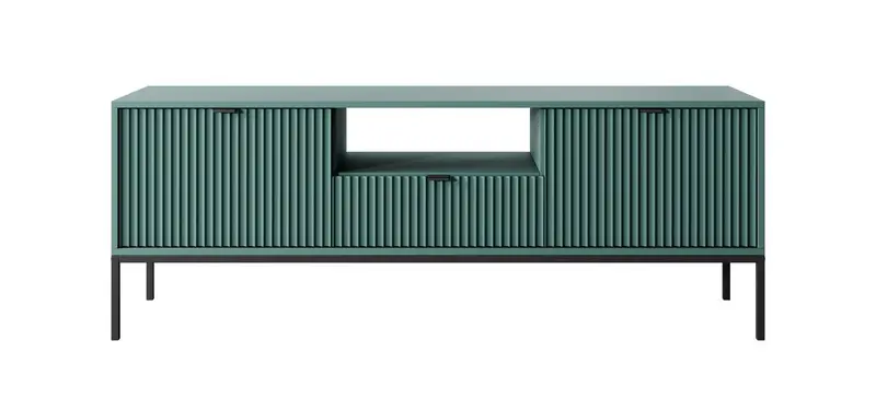TV-Lowboard – NOVA – Grün mit Rillenfront und Stauraum