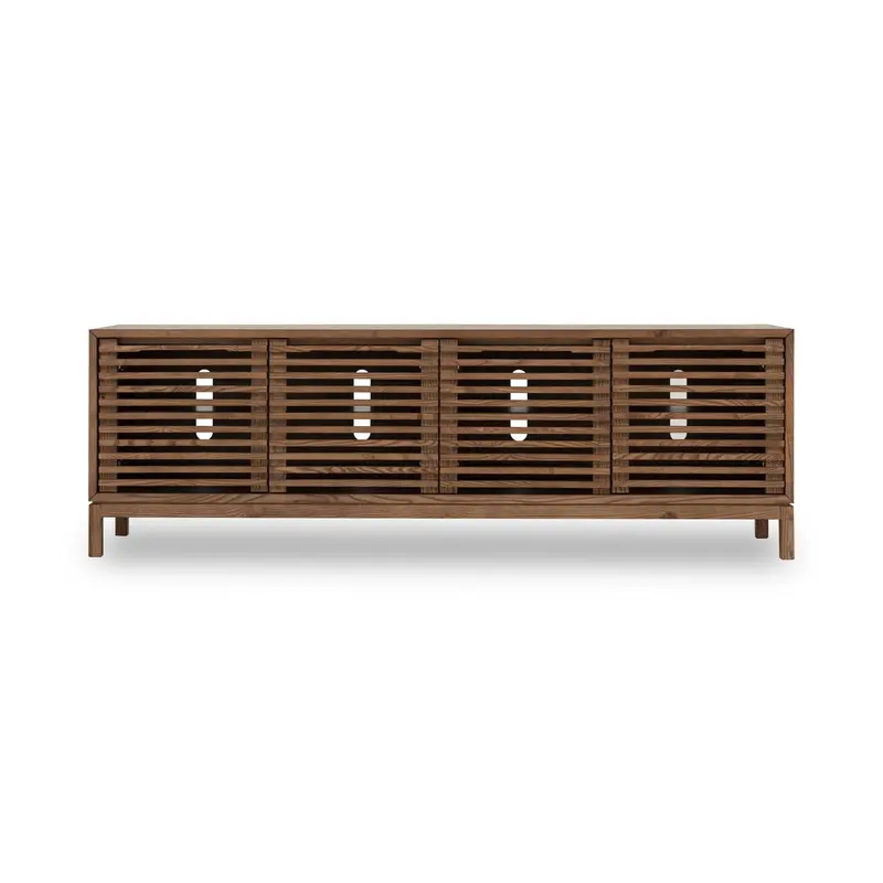 TV-Möbel – Eschenholz Material, Lamellenfront Design, Roux Braun, 66 cm Höhe - Tanner | Modus Furniture International
