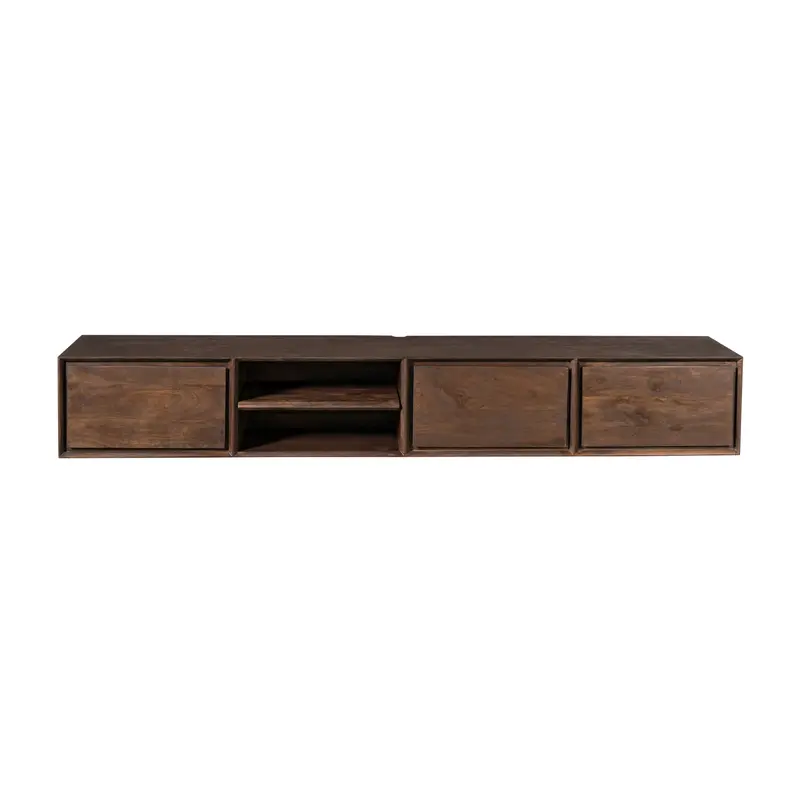 TV-Möbel - Mangoholz Braun, Grifflose Schubladen, Schwebendes Design, 200 cm – Ambiance | Starfurn