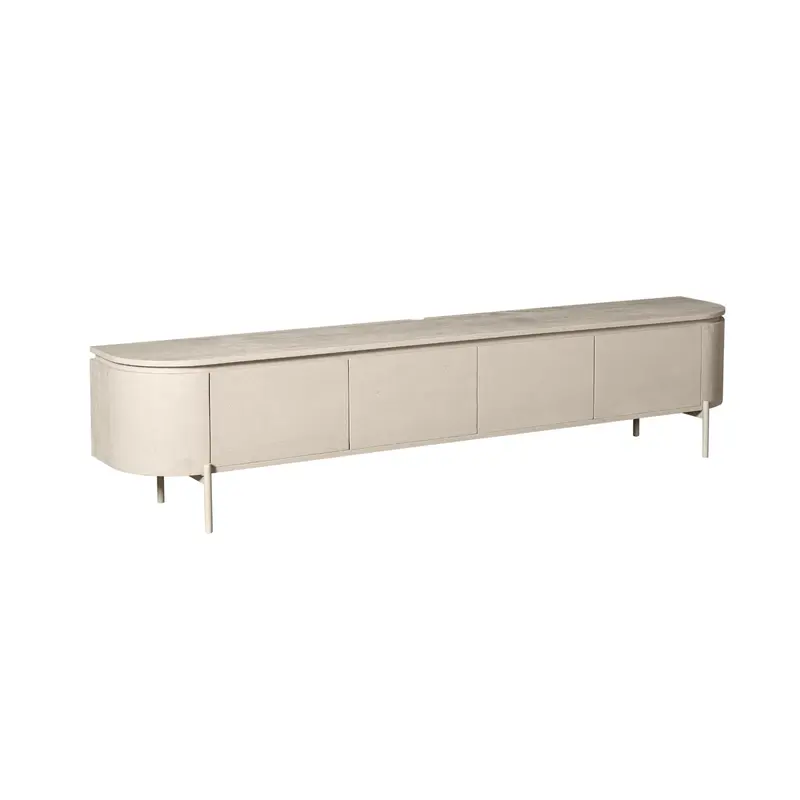 TV-Möbel - Mangoholz Sand, Schwebendes Design, Vier Türen, 200 cm – Excellent | Starfurn