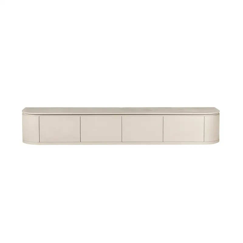 TV-Möbel - Mangoholz Sand, Schwebendes Design, Vier Türen, 240 cm – Excellent | Starfurn