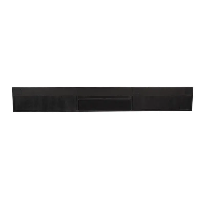 TV-Möbel - Mangoholz Schwarz, Fischgrätmuster, Offenes Fach, 280 cm – New York | Starfurn