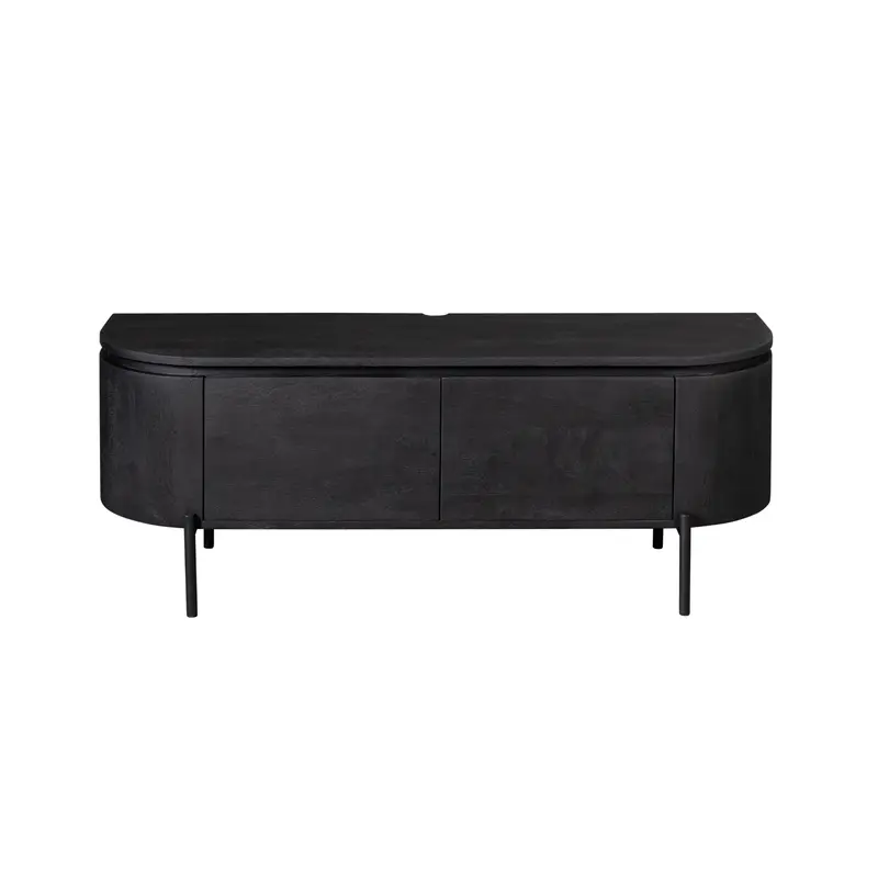 TV-Möbel - Mangoholz Schwarz, Schwebendes Design, Zwei Türen, 120 cm – Excellent | Starfurn