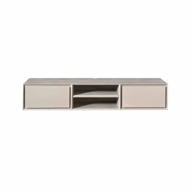 TV-Möbel - Mangoholz Taupe, Grifflose Schubladen, Schwebendes Design, 160 cm – Ambiance | Starfurn