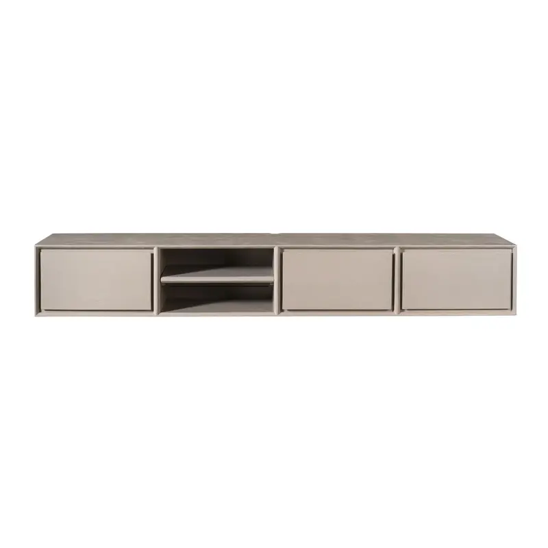 TV-Möbel - Mangoholz Taupe, Grifflose Schubladen, Schwebendes Design, 200 cm – Ambiance | Starfurn