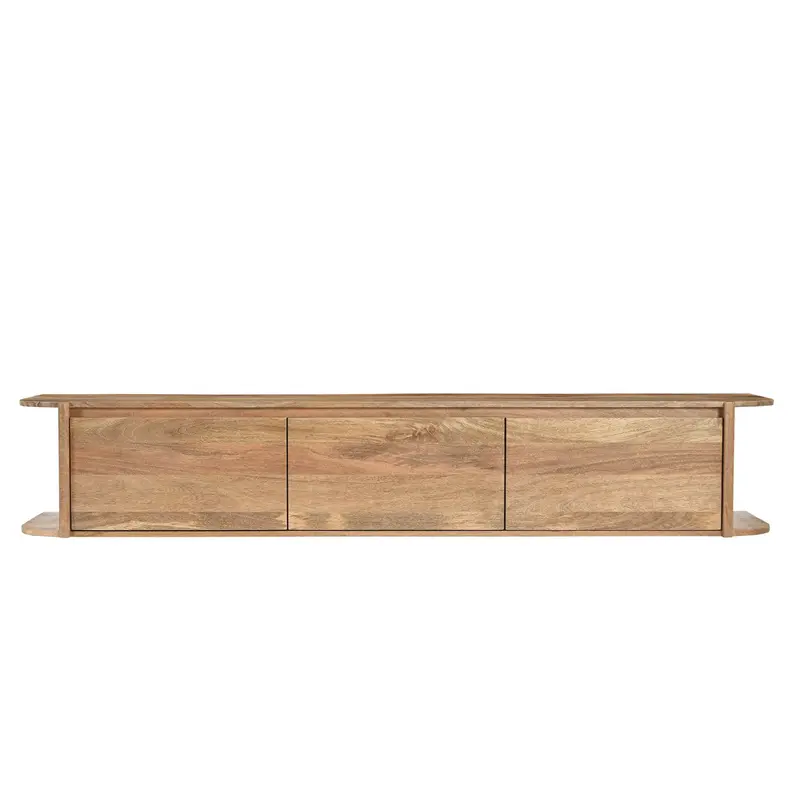 TV-Möbel – Massives Mangoholz, Schwebendes Design, Drei Schubladen, 200 cm - Jade | Benoa