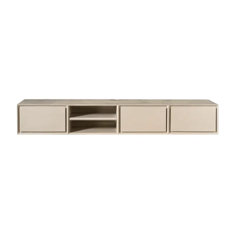 TV-Möbel – Schwebende Wandmontage, Sandfarbene Front, Grifflose Optik, 200 cm - Ambiance | Starfurn
