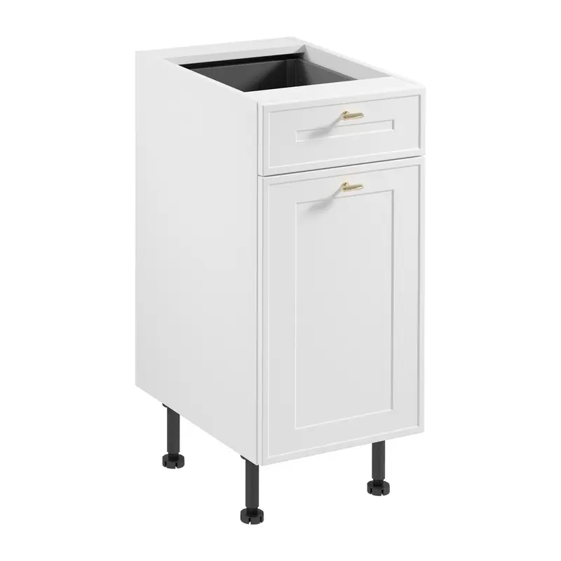 Unterschrank – Livaro – D40S1 P/L, Weiß / Weiß Rahmen