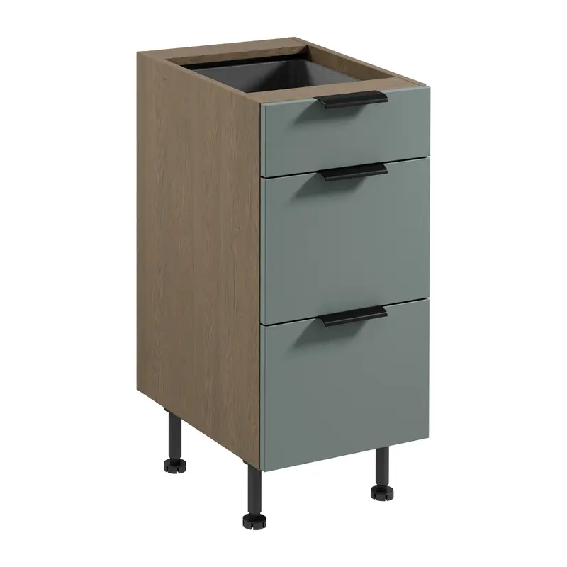 Unterschrank – Livaro – D40S3 AX Grün / Dunkle Eiche