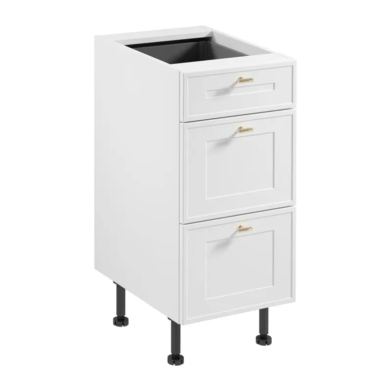 Unterschrank – Livaro – D40S3 AX, Weiß / Weiß Rahmen