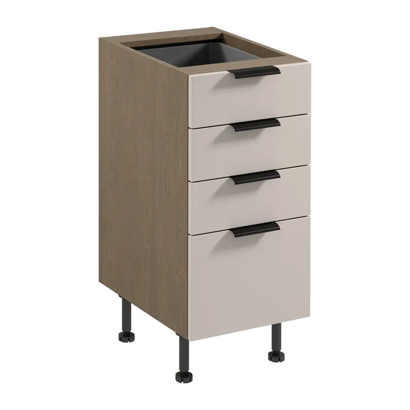 Unterschrank – Livaro – D40S4 AX Beige / Dunkle Eiche