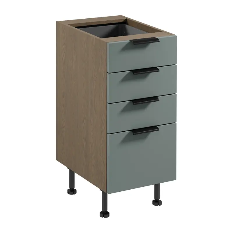 Unterschrank – Livaro – D40S4 AX Grün / Dunkle Eiche