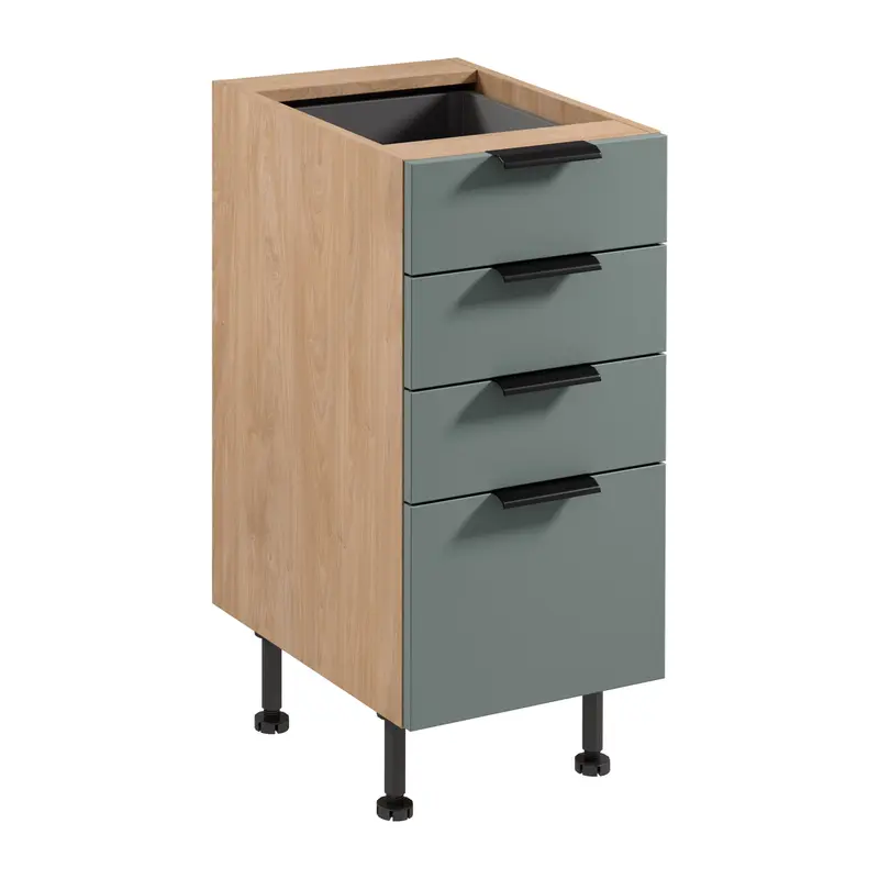 Unterschrank – Livaro – D40S4 AX Grün / Sonoma Eiche