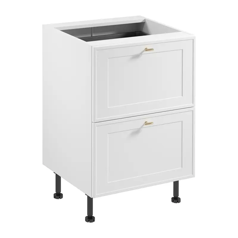 Unterschrank – Livaro – D60S2+1 AX, Weiß / Weiß Rahmen