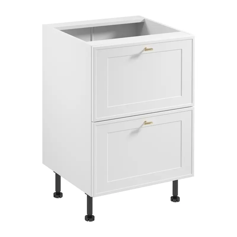 Unterschrank – Livaro – D60S2 AX, Weiß / Weiß Rahmen