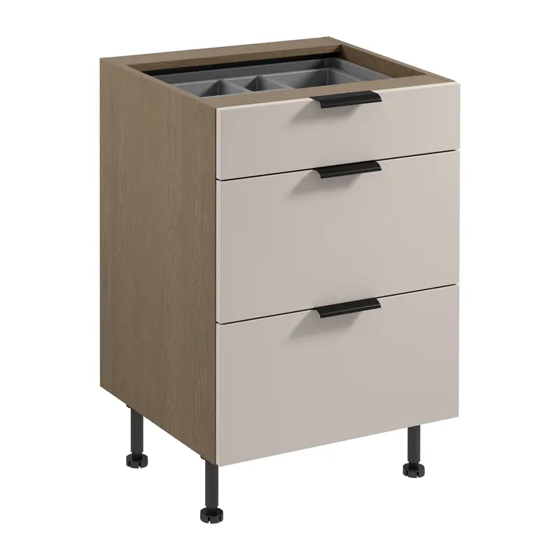 Unterschrank – Livaro – D60S3 AX Beige / Dunkle Eiche