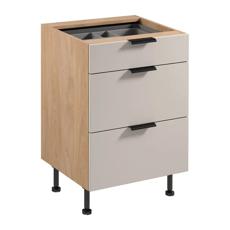Unterschrank – Livaro – D60S3 AX Beige / Sonoma Eiche