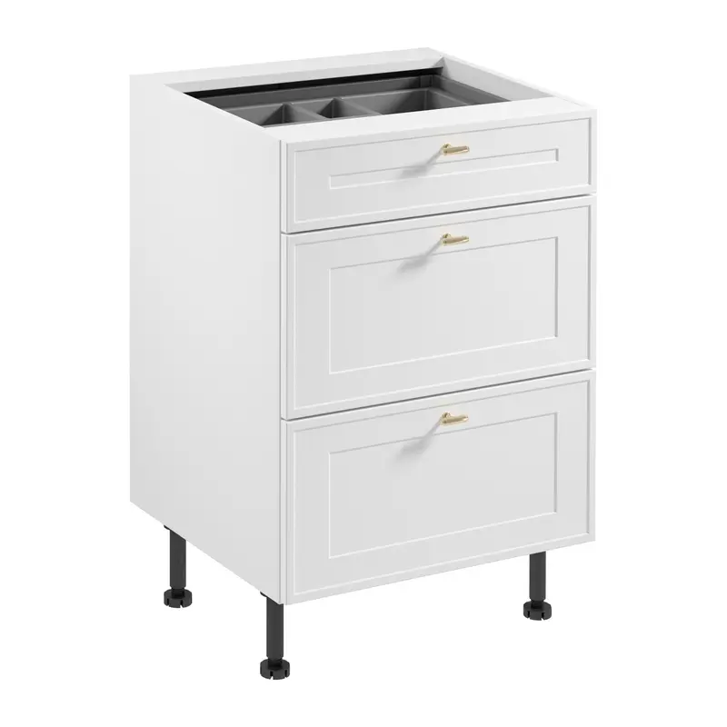 Unterschrank – Livaro – D60S3 AX, Weiß / Weiß Rahmen