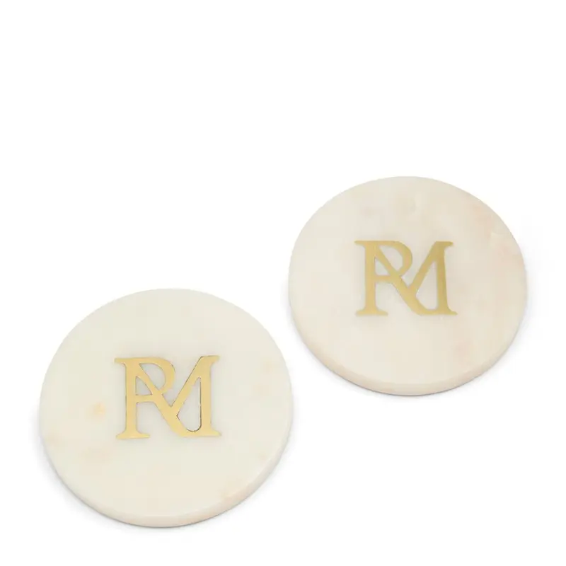 Untersetzer Weiß/Gold aus hochwertigem Marmor – Luxuriöses Design | Rivièra Maison