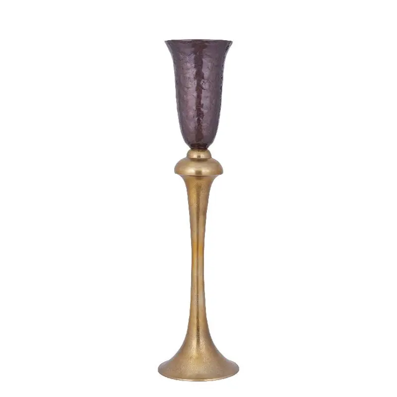 Vase - Aluminiumguss, Luxus-Emaille-Finish, Pokalform, Dunkelbraun, L – Lysse | PTMD