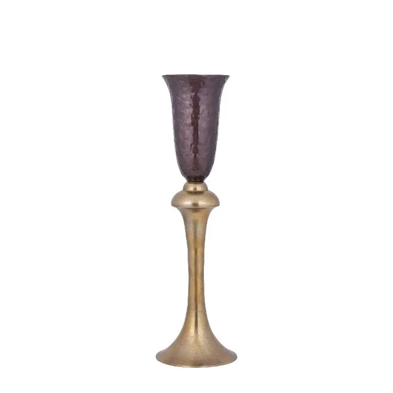 Vase - Aluminiumguss, Luxus-Emaille-Finish, Pokalform, Dunkelbraun, S – Lysse | PTMD
