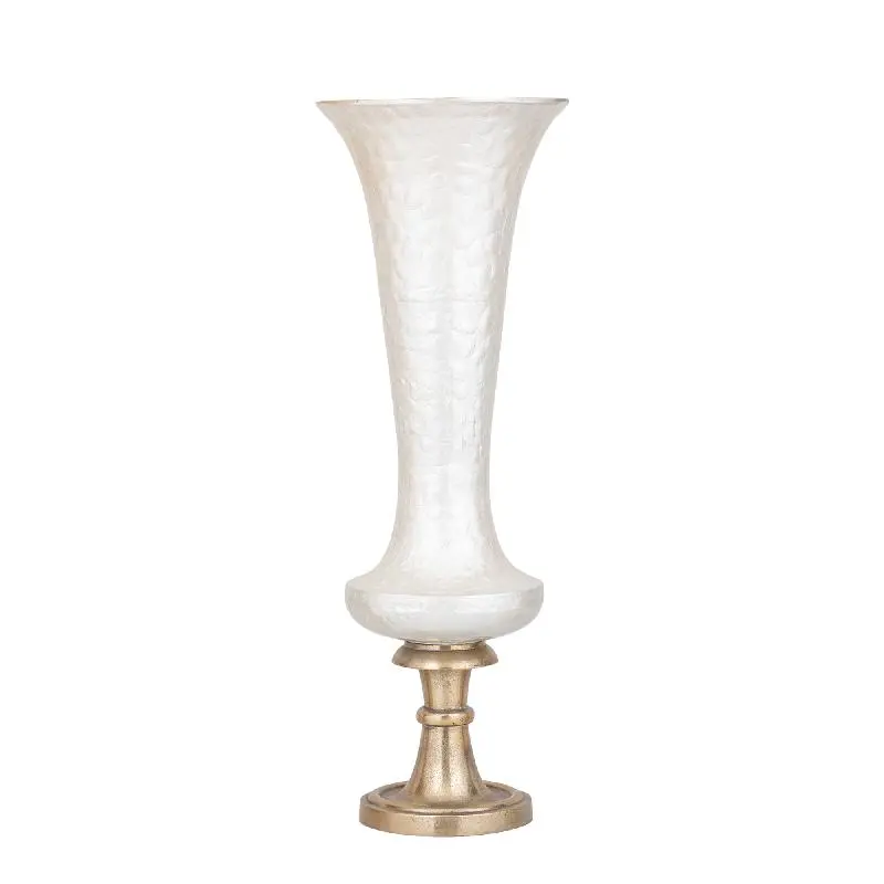Vase - Aluminiumguss, Luxus-Emaille-Finish, rund, Weiß, L – Lysse | PTMD