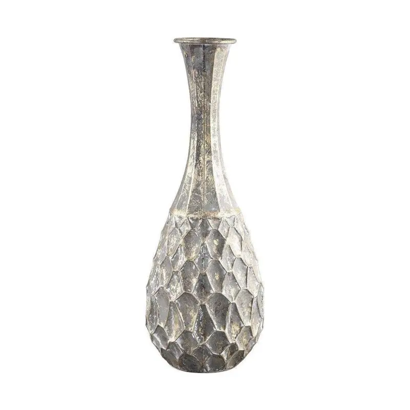 Vase – Antikfarbenes Metall, Geprägte Oberfläche, Schlanke Form – Ruben | PTMD