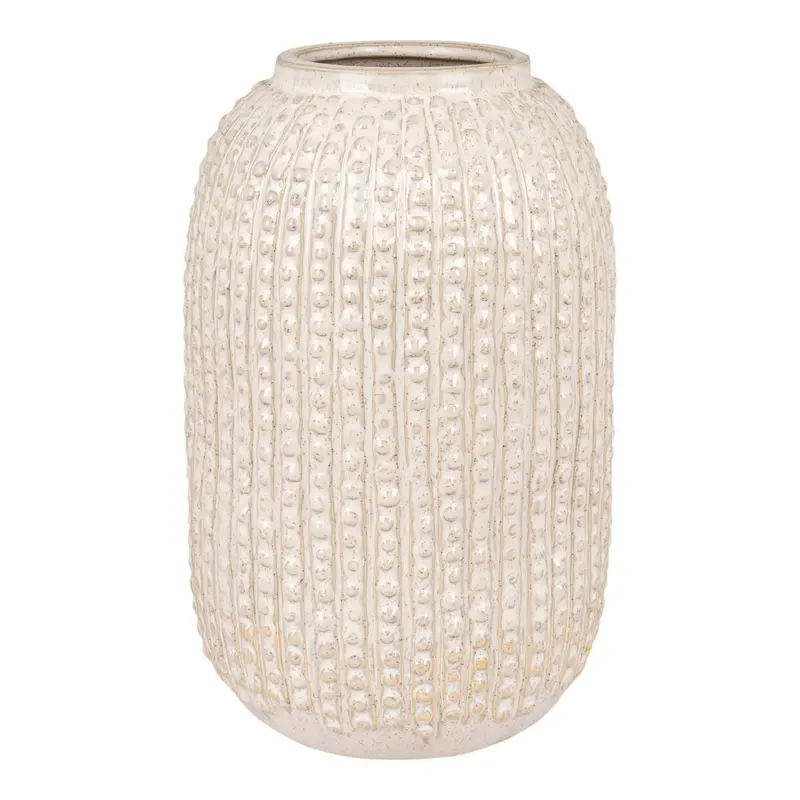 Vase – Beiges Steinzeug, Strukturierte Oberfläche, 25,5 cm Höhe | House Nordic