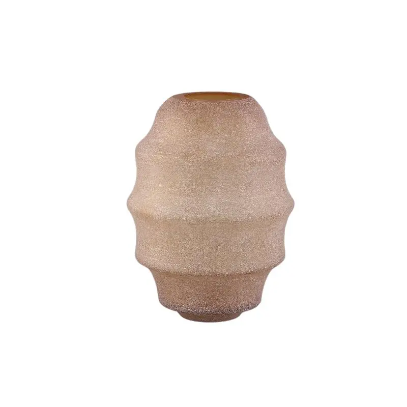 Vase – Bernsteinglas, Geschichtete Oberfläche, Runde Form, Hoch – Elladie | PTMD