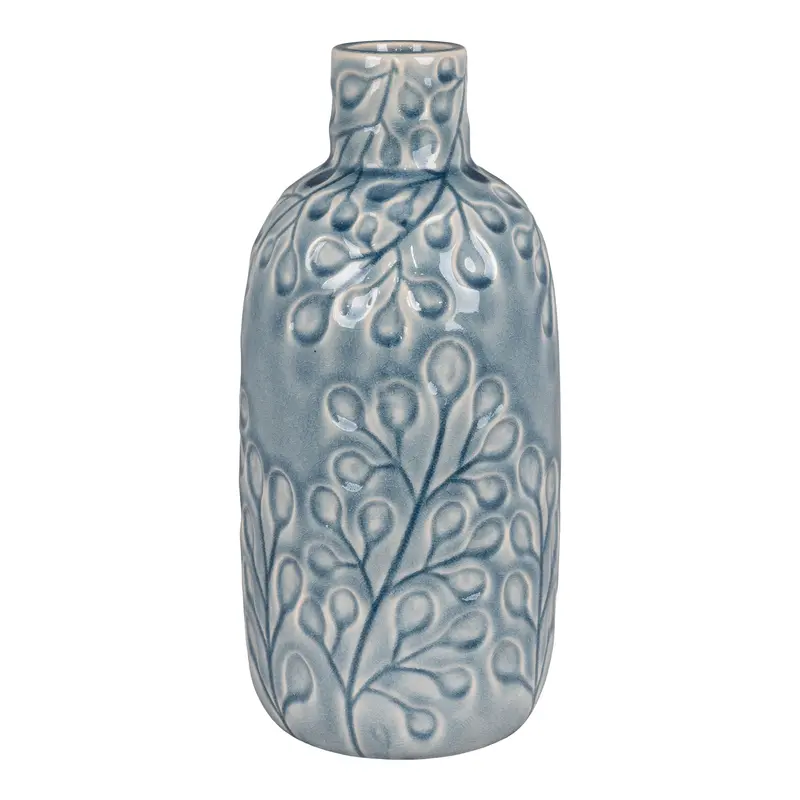 Vase – Blaues Steinzeug, Ausdrucksstarke Reliefstruktur, 26 cm Höhe - Azurea | House Nordic
