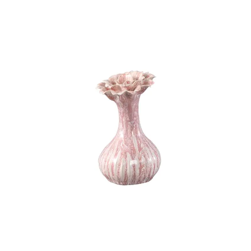 Vase – Blumenform Design, Keramik Material, Rosa Farbe, L – Dolores | PTMD