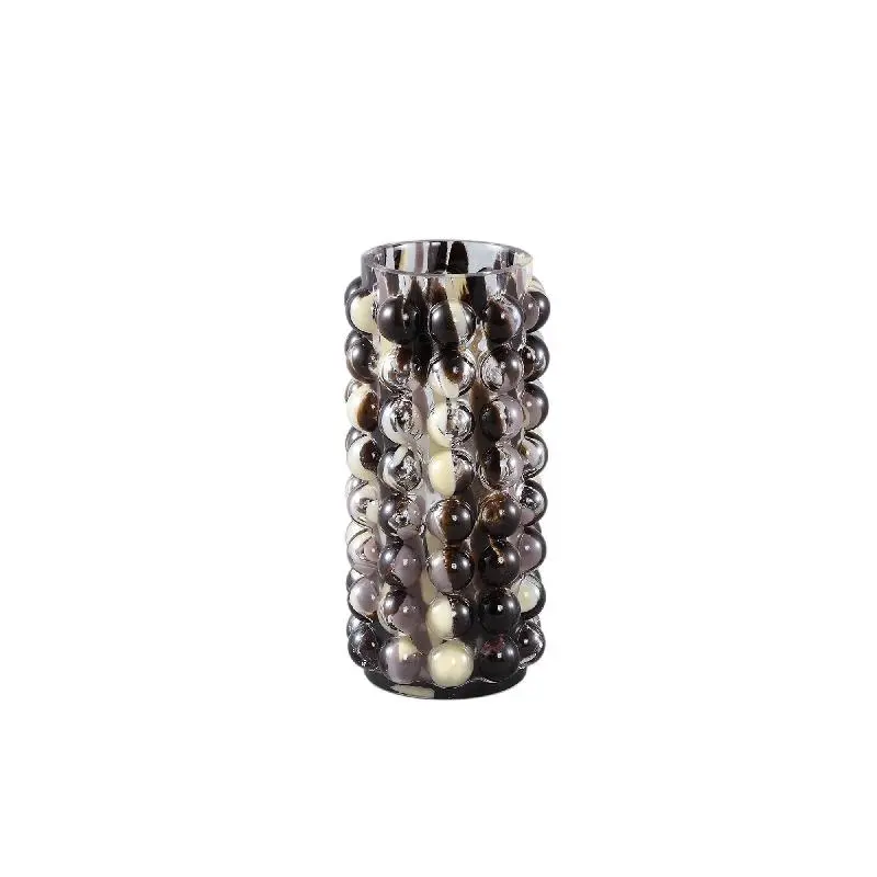 Vase – Braun Glas, Gepunktete Oberfläche, Runde Form, S – Aimin | PTMD