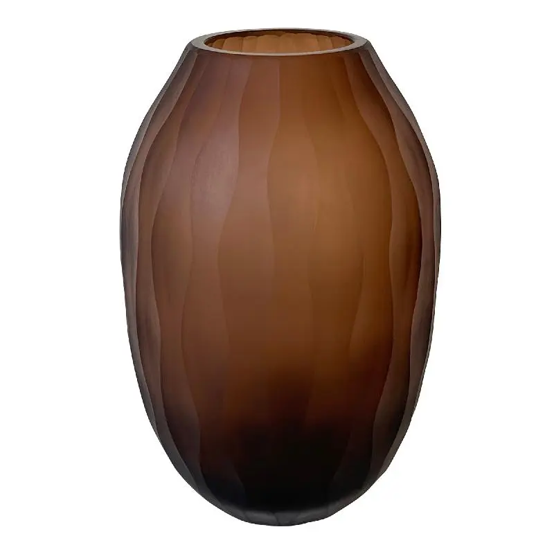 Vase – Braunfarbe, Wellenmuster, Glas Material, S – Mishan | PTMD