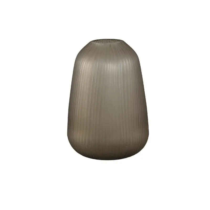 Vase – Braunglas, Geriffelte Oberfläche, Runde Form, M – Marria | PTMD