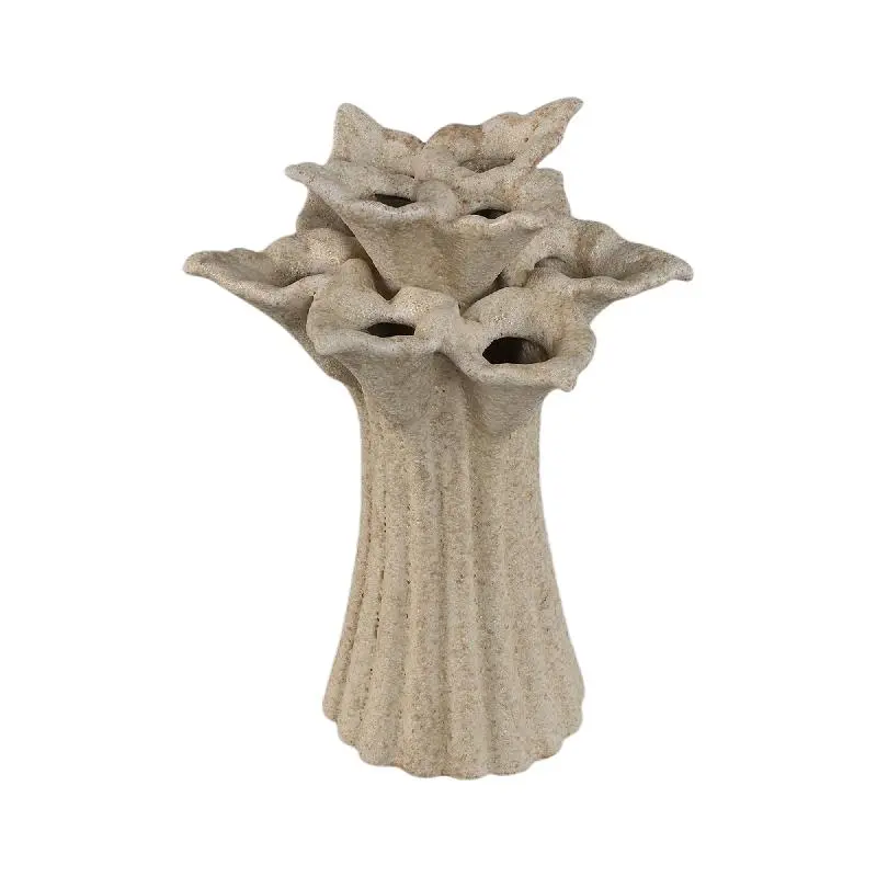 Vase – Cremefarbe, Blumenform, Dekoratives Design, Keramik, M – Ellodie | PTMD
