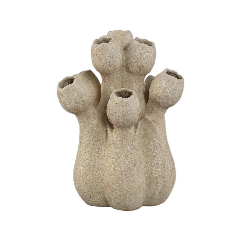 Vase – Cremefarbe, Tulpenform, Rundes Design, Keramik, M – Ellodie | PTMD