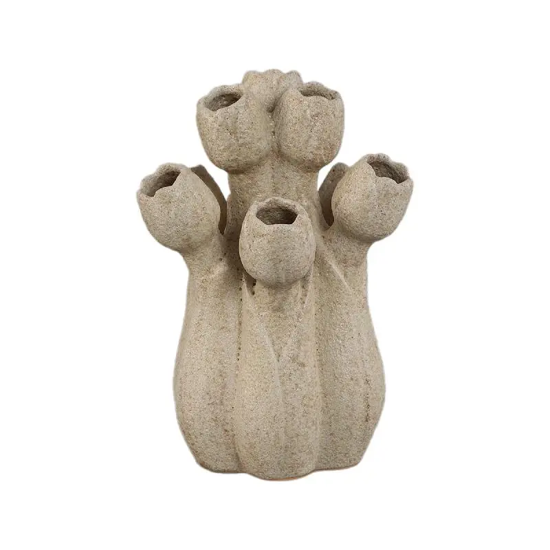 Vase – Cremefarbe, Tulpenform, Rundes Design, Keramik, S – Ellodie | PTMD