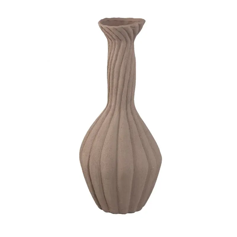 Vase – Dunkelbraune Farbe, Gerippte Oberfläche, Spiraldesign, Keramik, L – Lydia | PTMD