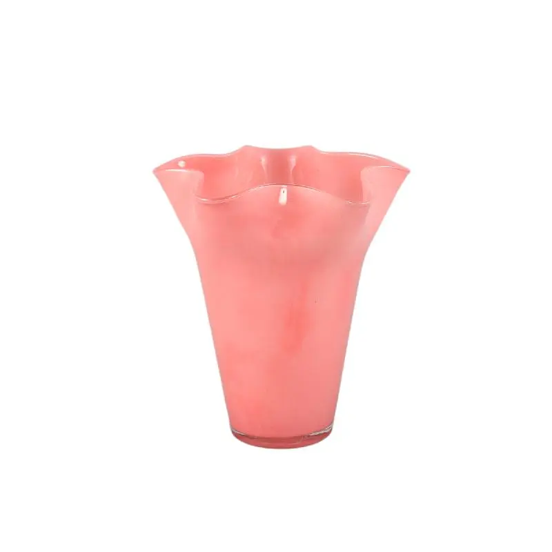 Vase – Dunkelrosa Glas, Runde Form, Wellenförmige Struktur, S – Macarena | PTMD