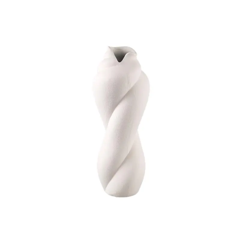 Vase – Gedrehte Form, Matte Oberfläche, Cremefarbe, Keramikmaterial, L – Donnella | PTMD