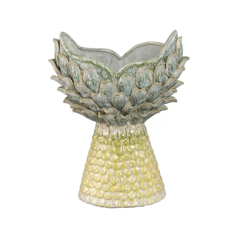 Vase – Gelbe Farbe, Ananasform, Strukturierte Oberfläche, Keramik, M – Marloe | PTMD