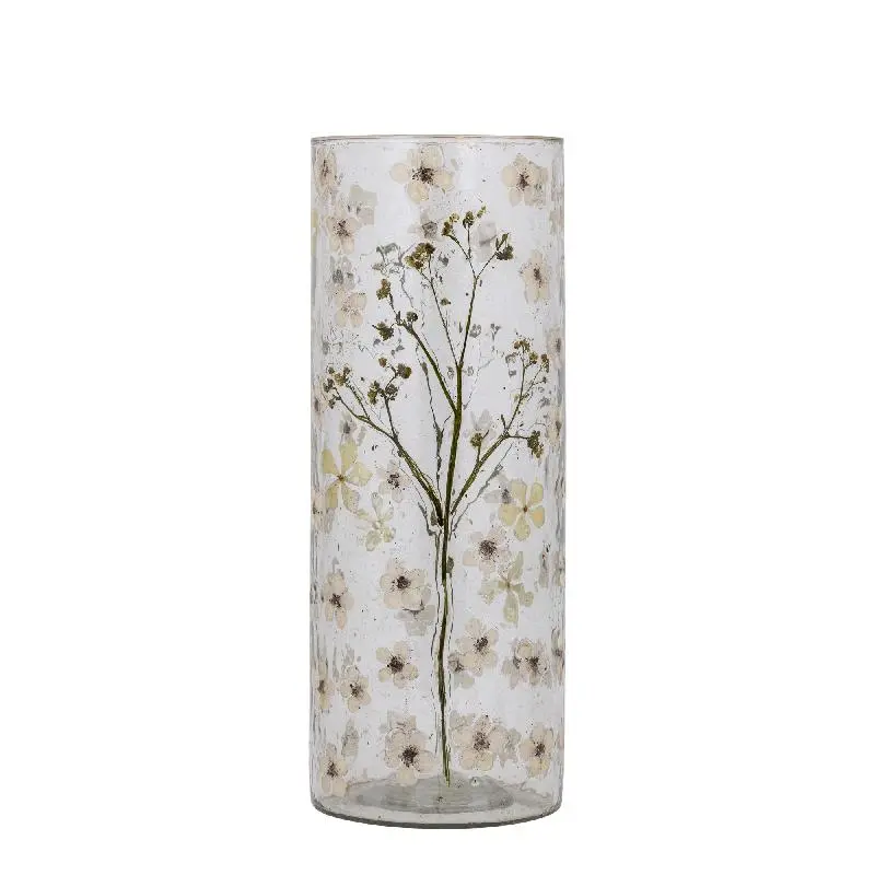 Vase – Gerades Design, Blattmosaik Finish, Weiße Farbe, L – Gresa | PTMD