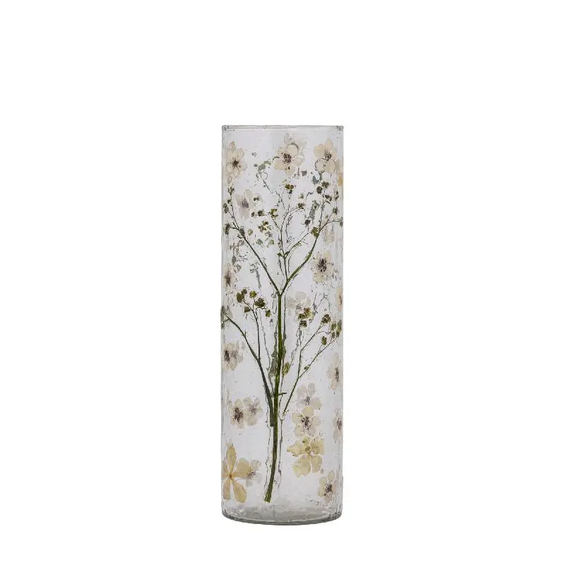 Vase – Gerades Design, Blattmosaik Finish, Weiße Farbe, M – Gresa | PTMD