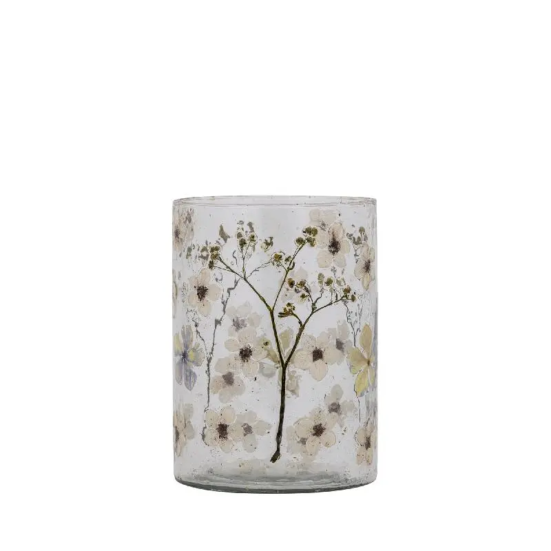 Vase – Gerades Design, Blattmosaik Finish, Weiße Farbe, S – Gresa | PTMD